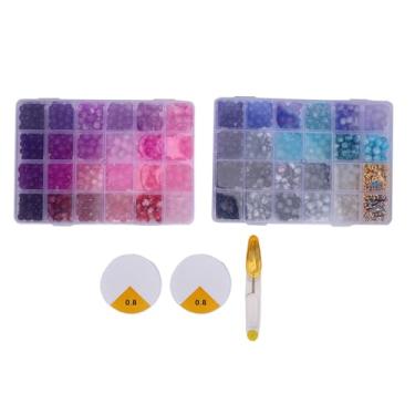 Imagem de HEEPDD Contas de Vidro Crackle de 48 Cores de 8 Mm, Conjunto de Contas Redondas para Fazer Joias, Artesanato Com Espaçadores, Amuletos para Pulseiras, Colares, Brincos, Decoração de (1)
