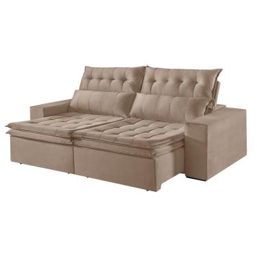 Imagem de Sofá 5 Lugares Retrátil E Reclinável Martins M-118 Veludo Bege