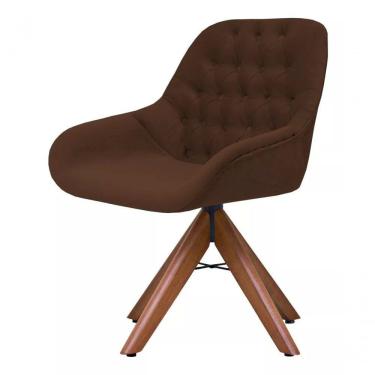 Imagem de Poltrona Decorativa Alice Suede Capitone Pe Palito Unidecor Marrom