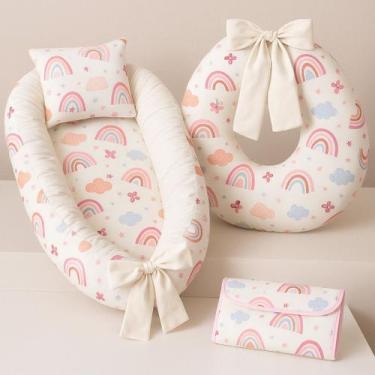 Imagem de Kit Baby Premium Almofada de Amamentação + Ninho Redutor de Berço + Tr