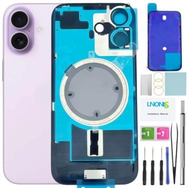 Imagem de LNONLS Substituição de vidro traseiro 17 para iPhone 17 com moldura Magesafe Kit de ferramentas de reparo profissional à prova d'água (lavanda)