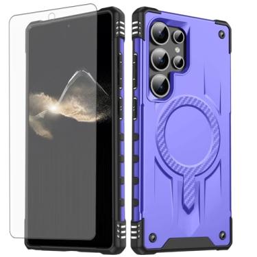 Imagem de Furill Capa de telefone para Samsung Galaxy S24 Ultra 5G Magsafe protetor de tela de vidro temperado capa celular resistente à prova de choque resistente à prova de choque protetor magnético