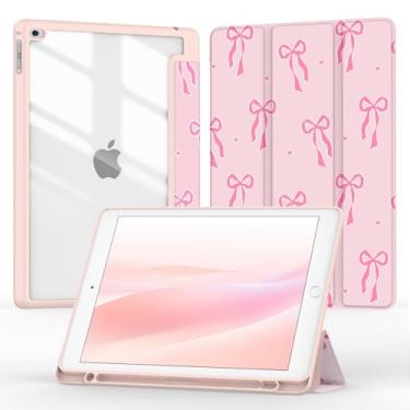Imagem de Jarviwiin Capa para iPad 6ª/5ª geração 2018/2017, para iPad Air 2/Air 1 (9,7 polegadas), capa com dobra tripla para despertar/hibernar 24,7 cm com traseira transparente/suporte para lápis para iPad 6