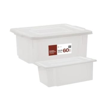 Imagem de Kit 2 Caixa Alimentícia Com Tampa Multiuso Frigorifica 25l + 60l