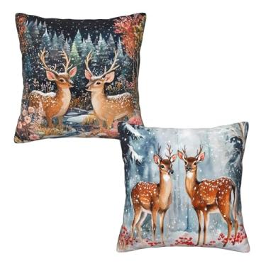 Imagem de Mshutbna Capas de almofada Sika Deer 45,7 x 45,7 cm, conjunto de 2 fronhas, capa de almofada para casa, sofá, sala de estar, decoração de carro