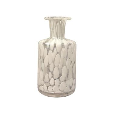 Imagem de BTC Decor Vaso Decorativo em Vidro, Branco Manchado, 17x9cm, Design Artesanal, Estilo Contemporâneo, Peça Decorativa para Mesa e Estante