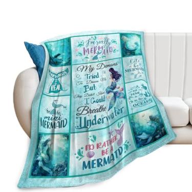 Imagem de Cobertor de sereia, cobertor de oceano, presentes de sereias, cobertores de oceano, pelúcia de flanela de lã de sereia para mulheres, homens, meninos, meninas, adultos, roupa de cama macia para