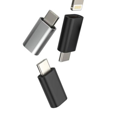 Imagem de Adaptador Lightning fêmea para USB C macho (pacote com 3) para carregador Apple, conector tipo C para iPhone 16 15 Pro Max para iPad, conversor certificado MFI compatível com conector de iluminação