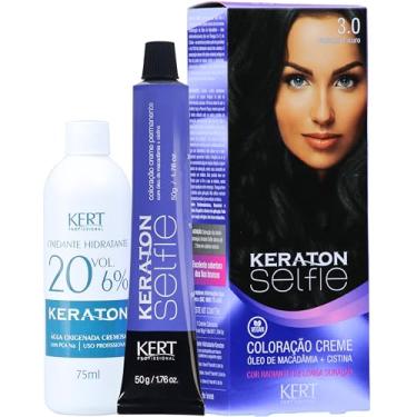 Imagem de Keraton Coloração Permanente Em Creme Para Cabelos Com Cistina E Óleo De Macadâmia Selfie 50G Nº 3.0 Castanho Escuro