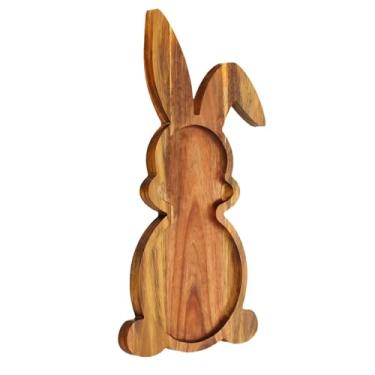 Imagem de Bandeja de coelho de madeira adorável coelho fofo, cozinha tábua de queijo, comida perfeita, charcutaria, pequeninos, acabamento ideal, decoração natural, elegante, mesa, festiva