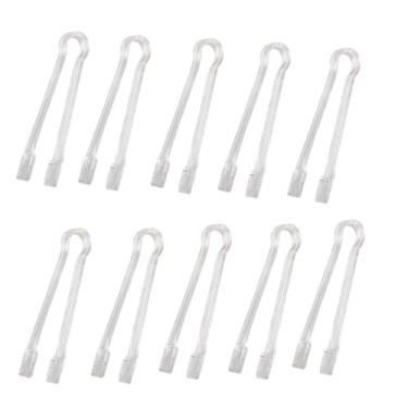 Imagem de 10 pinças de plástico para buffet, pinças de cozinha, mini pinças de utensílios de servir para comida, salada de gelo, bares, cafés, aniversários, festas de chá e outras festas de fim de ano, 6,3 cm