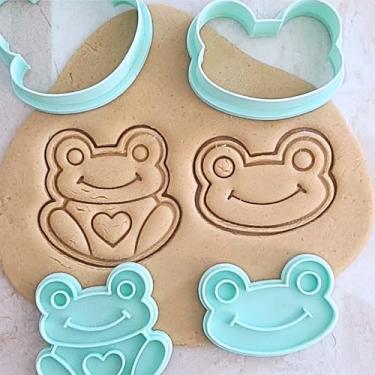 Imagem de Conjunto de Cortador e Carimbo de Biscoito em Formato de Sapo, para Confeitaria, Decoração de Doces