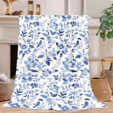 Imagem de Cobertor de flores, cobertor foral, super macio, flanela de lã, presentes de flores para meninos, meninas, homens, mulheres, amantes, adultos, coisas para sofá, cama, decoração de quarto 101 x 127 cm