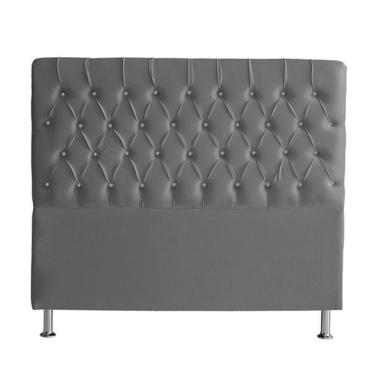 Imagem de Cabeceira De Cama Box Paris Casal 140 Cm Botão Strass Suede Grafite Eli Móveis
