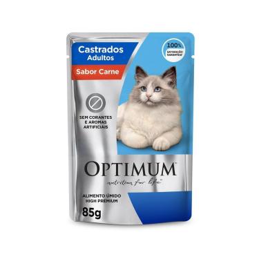 Imagem de Ração Úmida Optimum Sachê para Gatos Adultos Castrados Sabor Carne 85g
