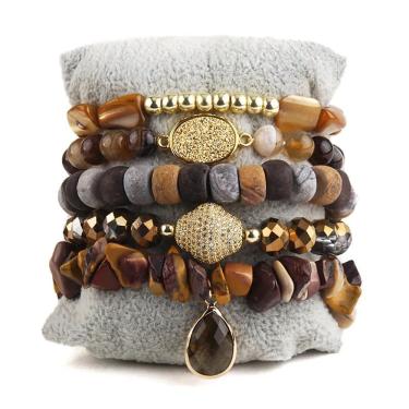 Imagem de Conjunto de pulseiras Bohemian Stacked para mulheres, 6 peças feitas à mão com miçangas