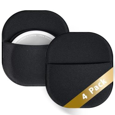 Imagem de Criyar Pacote com 4 suportes adesivos para AirTags, capa de rastreador de tecido elastano elástico, adequado para bagagem, roupas, mochilas, laptops e atividades ao ar livre, preto