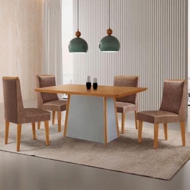 Imagem de Mesa De Jantar Diane 120cm Tampo Mdf Lam 4 Cadeiras Lisboa