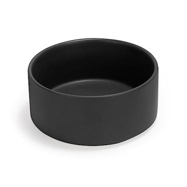 Imagem de XPEQIRAY Tigela de cerâmica para cães e gatos moderna e pesada tigela de comida e água com esmalte fosco para substituição (preta, 813 g)