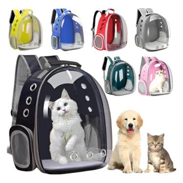Imagem de Mochila de Transporte Pet Astronauta com Visão Panorâmica – Bolsa para Cachorros e Gatos, Ventilação Transparente, Portátil e Confortável para Passeio PRETA