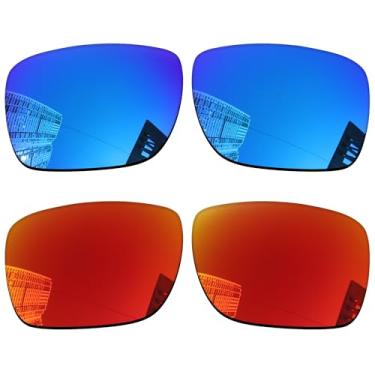 Imagem de Acefrog Lentes de reposição polarizadas de 1,5 mm para óculos de sol Oakley Jupiter Squared OO9135 / Jupiter Carbon OO9220, material atualizado, resistente a impactos - vermelho fogo e azul gelo
