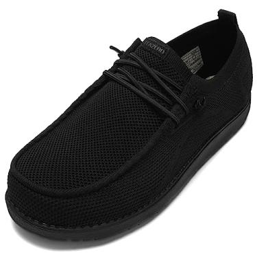 Imagem de ITAZERO Sapatos masculinos extra largos – 4E a 5E bico largo para homens 2GG largura larga pés inchados – Mocassins masculinos e slip-ons com palmilha de suporte de arco para fascite plantar, Preto
