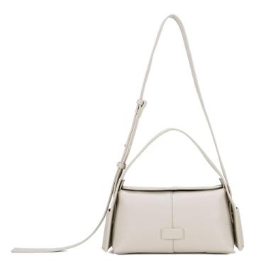 Imagem de Goinsound Bolsas de ombro modernas bolsas pretas médias para mulheres bolsa transversal de couro com alça ajustável, Branco, 9.85×4.12×5.9IN