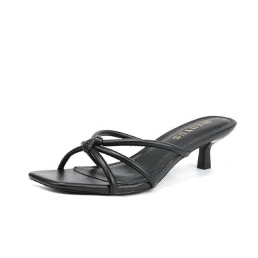 Imagem de XHYUS Sandálias femininas de salto alto com bico aberto e bico aberto, design de nó, chinelos modernos de verão, altura do salto 1,8 ~ 5 cm, Preto, 36