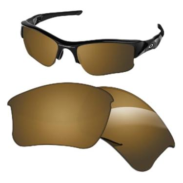 Imagem de Biyxpiv Lentes de substituição de 1,5 mm compatíveis com óculos de sol Oakley Flak Jacket XLJ OO9009, antiarranhões e resistentes a impactos, Bronze espelhado