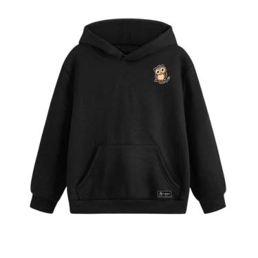 Imagem de Blusão Moletom Canguru Coruja Infantil Personalizado com Capuz e Bolso-Unissex