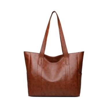 Imagem de Bolsa Tote Vintage Vegana De Grande Capacidade Para Mulheres, Bolsa De