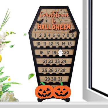 Imagem de Shakven Calendário de contagem regressiva de Halloween,Calendário de contagem regressiva de Halloween 2024, Contagem regressiva decorativa para Halloween, Calendário do advento do caixão de Halloween,