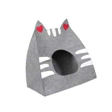 Imagem de Ｂｅｓｇａ Casinha de feltro para gatos, arranhador de feltro, móvel dobrável e estável para gatos de interior, abrigo para gatinhos a arranhões, Cinza