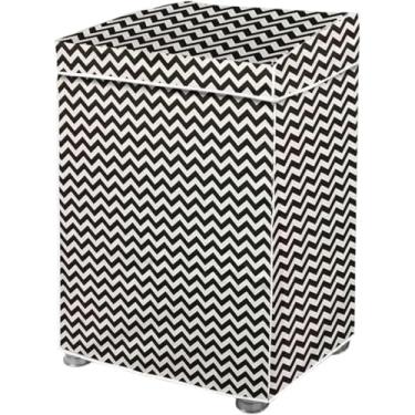 Imagem de Capa para Máquina de Lavar Roupa com Estampa ZigZag, Forrada, Proteção Impermeável, Preto e Branco, Tamanho P