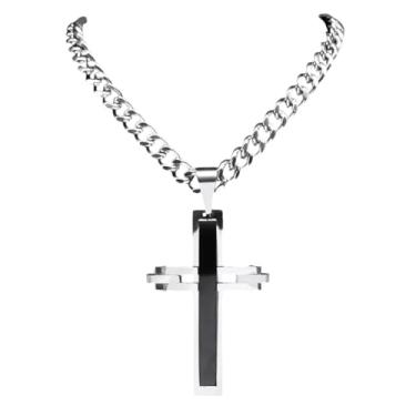 Imagem de TIRROMAJA Novo colar com pingente de cruz grande simples hip hop 2025 para mulheres e homens, aço inoxidável, cor prata, colares punk religiosos, joias, acessórios de moda, presente criativo