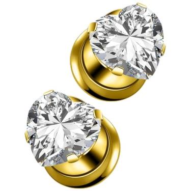 Imagem de Pexveiuu Túneis alargadores de orelha de titânio dourado 8G para orelha calibre 8 duplo alargado parafuso atrás ajuste túnel brinco hipoalergênico grau implante médico piercing joias mulheres homens 3