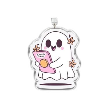 Imagem de MEIYSTICK Amuleto de plugue de poeira fofo fantasma Bookish Girlie, pingentes Kindle Bookish, plugue de pó de acrílico tipo C ou relâmpago, pingentes de acessórios Kindle, leitor de amor, presentes