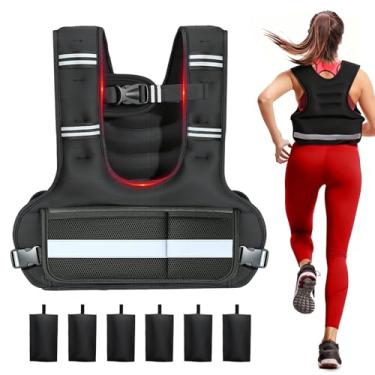 Imagem de MerriVibe Colete ponderado para mulheres e homens, pesos ajustáveis de 3,6 a 8 kg para caminhada, corrida, corrida – colete pesado para treinamento de força com design respirável em forma de U, alças