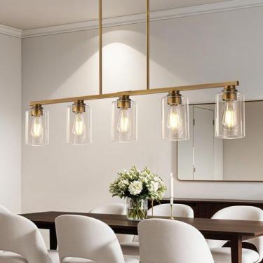 Imagem de Candelabro Mecgirn Island em latão escovado claro de 5 luzes