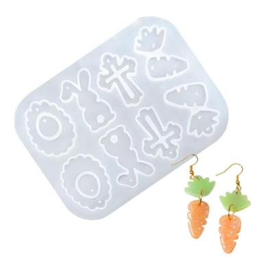 Imagem de Molde De Silicone Para Brincos | Faça Você Mesmo Na Páscoa | Borboleta Flor Coelho Ovo Moldes Silicone Pingentes | Para Família Homens Mulheres Crianças Casa Escola