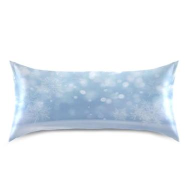Imagem de ATTX Fronha de almofada branca com flocos de neve com fecho de envelope para cabelo e pele, macia, respirável, lisa, ambos os lados, capa de almofada de seda refrescante (King 50 x 101 cm, 1 peça