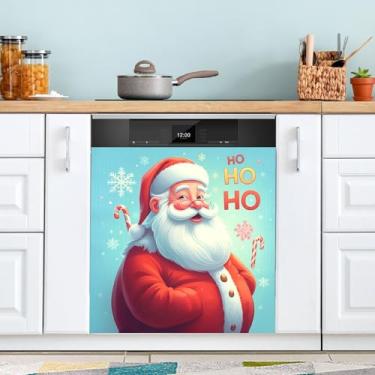 Imagem de ATTX Capa magnética de Papai Noel para lava-louças, 58,4 cm C x 66 cm A, decoração da capa da máquina de lavar louça, decalques de armário doméstico e eletrodomésticos adesivos #563