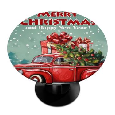 Imagem de Toalha de mesa redonda com borda elástica para festivais de Natal, caminhão, toalha de mesa redonda limpável para ambientes internos e externos, pátio, jantar, cozinha, festival, decoração para mesas