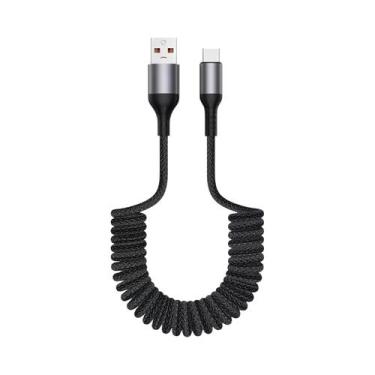 Imagem de Cabo USB C Para USB C Em Espiral De 90 Graus, Carregador Rápido Retrát