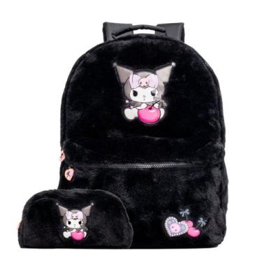 Imagem de Mochila Escolar Costas Pelucia Estojo Simples Amplo Kuromi - Xeryus