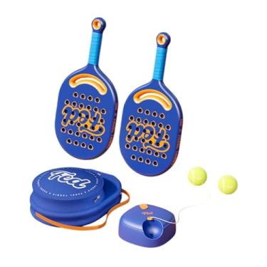 Imagem de menolana Rapa de tênis de praia Conjunto com bolas esportivas Práticas de tênis leves com saco de armazenamento para o pátio de jardim ao ar livre, Base Azul Dupla