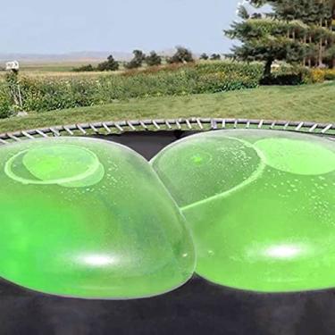 Imagem de OULUN Bola gigante de bolhas de água de 128 cm, bola inflável cheia de água para uso ao ar livre, praia, piscina, jardim, festa, grande (verde)