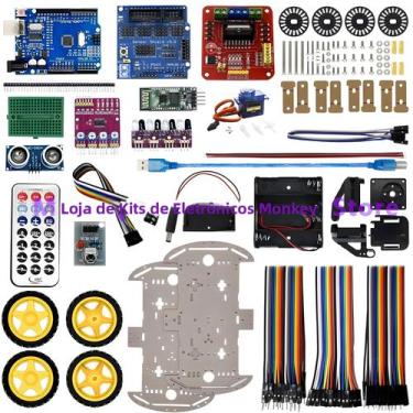 Imagem de Kit De Carro Robô Inteligente 4WD Com Encoder De Velocidade E Caixa De
