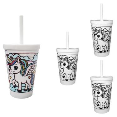 Imagem de 4 Copos Para Pintar Copo Infantil 350ml Seguro Resistente - NEOPLAS