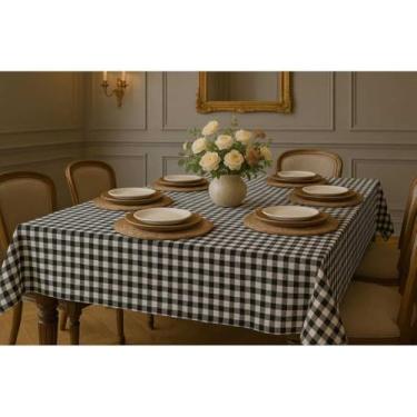Imagem de Toalha de Mesa P/Decoração, Festa Junina e Piquenique Resistente(Xadrez Preto,2.20x1.4m)